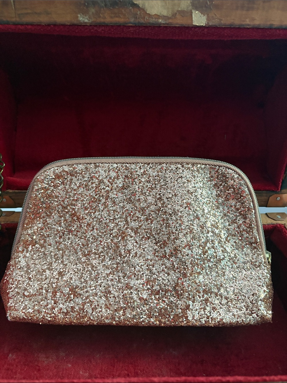 Lancome Rose Gold Glitter Cosmetic Pouch